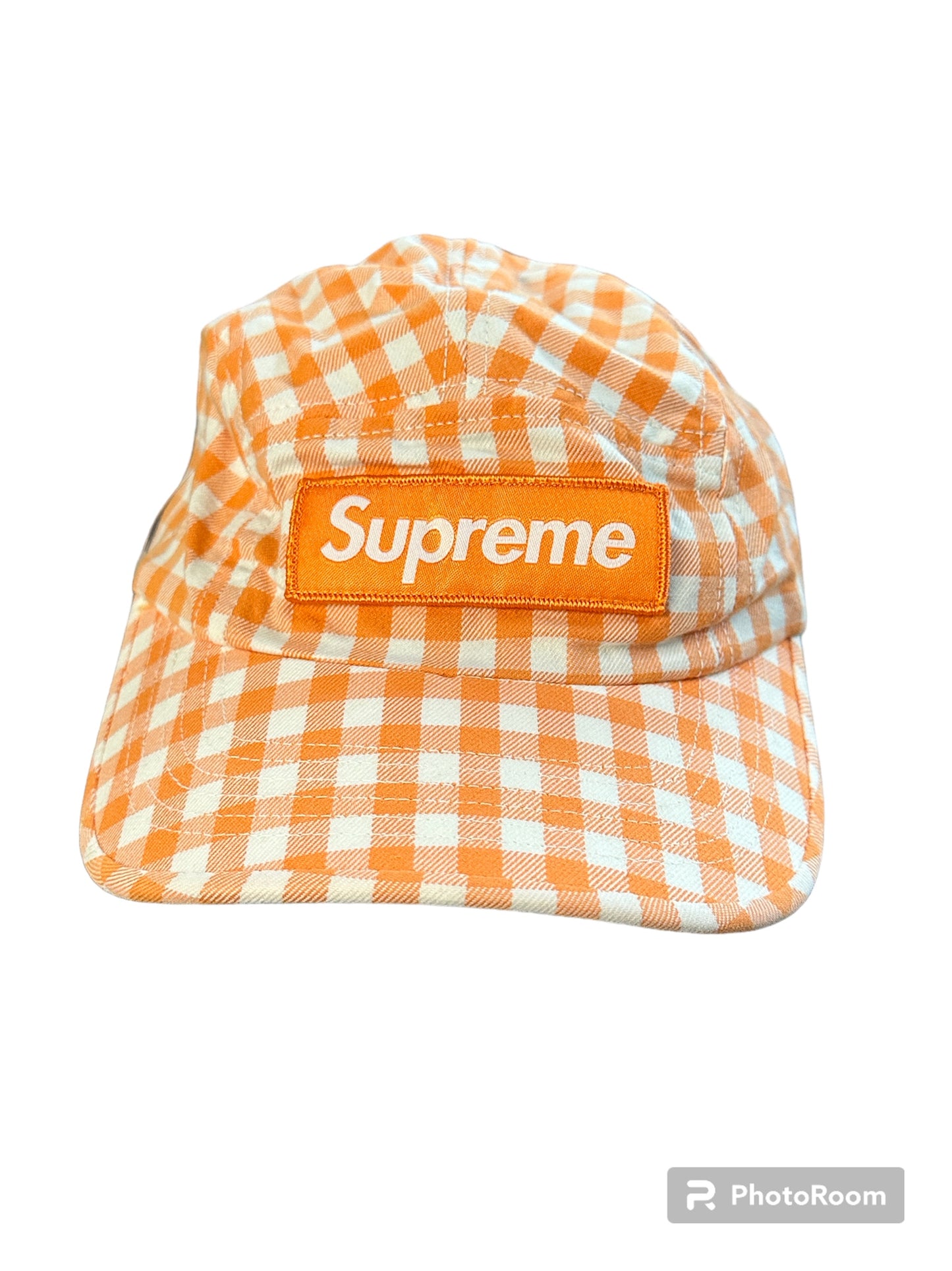 Supreme orange plaid hat