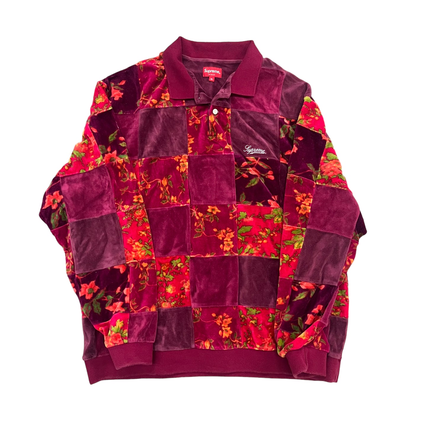 Supreme Flowers L/S Button Up Maroon Tee