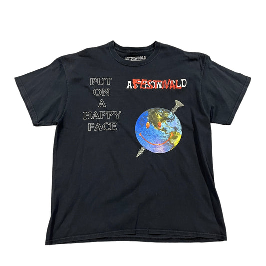 Travis Scott Astroworld Fest 18 Screw Happy Face Black Tee